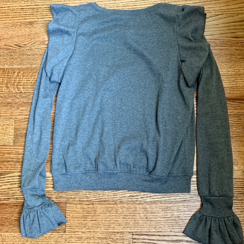 Gray Ruffle Top - Picture 2 of 2